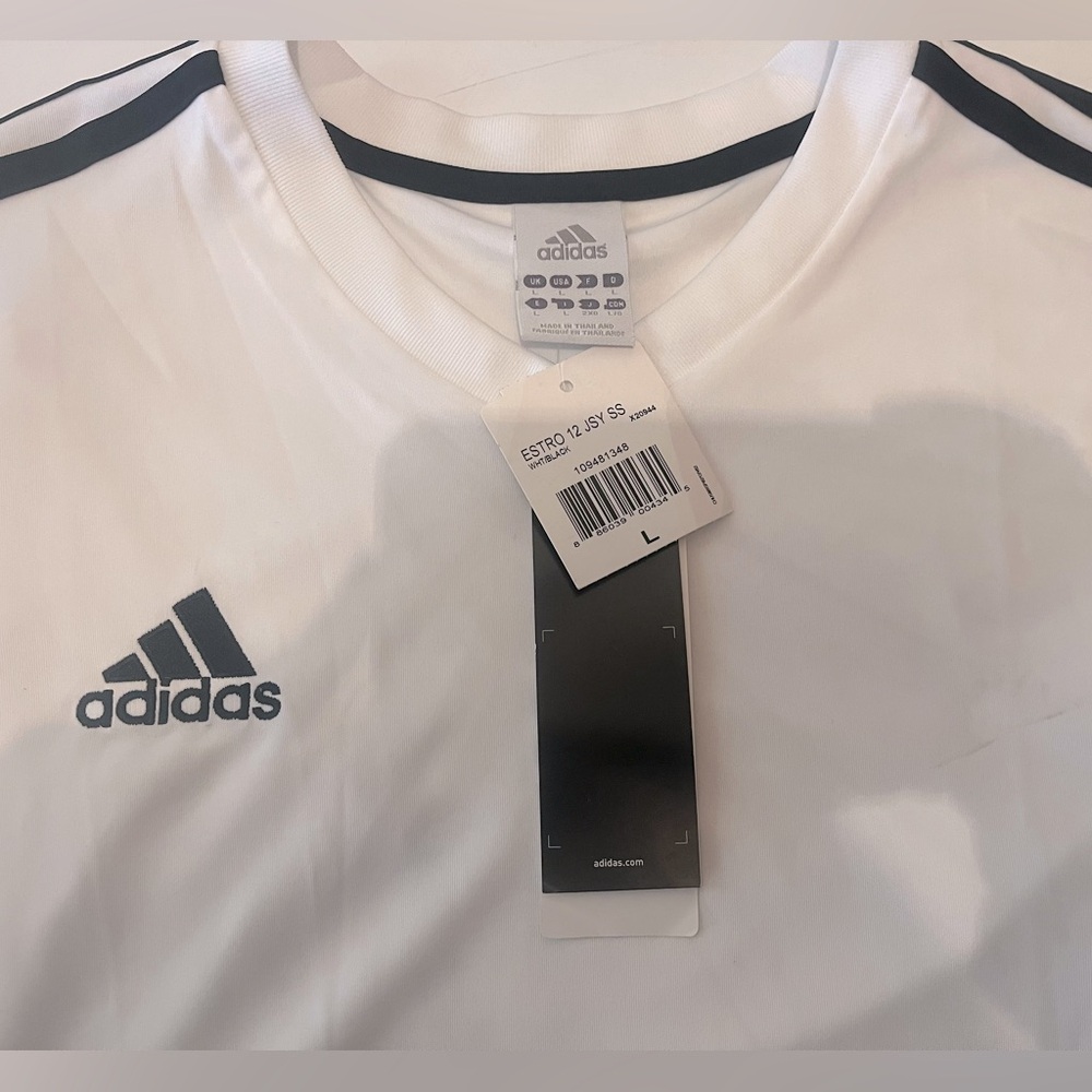 Adidas Climalite White and Black Sports Jersey Dryfit L